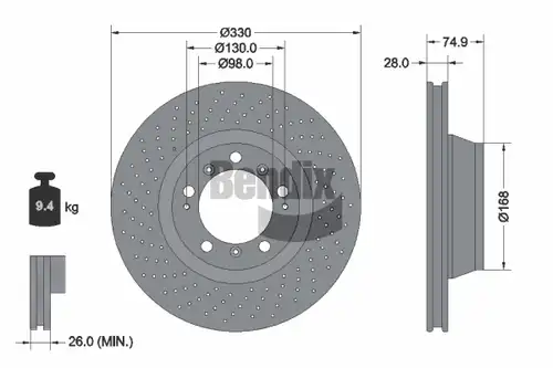 спирачен диск BENDIX Braking BDS2326LHC