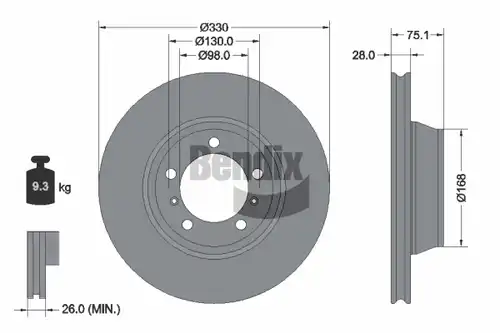 спирачен диск BENDIX Braking BDS2337LHC