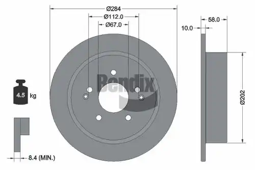 спирачен диск BENDIX Braking BDS2343