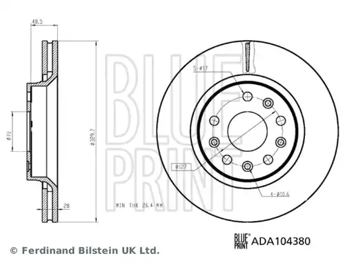 спирачен диск BLUE PRINT ADA104380