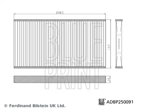 комплект филтри, въздух за купето BLUE PRINT ADBP250091