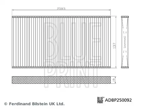 комплект филтри, въздух за купето BLUE PRINT ADBP250092