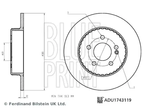 спирачен диск BLUE PRINT ADU1743119