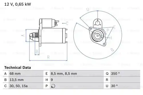 стартер BOSCH 0 986 010 040