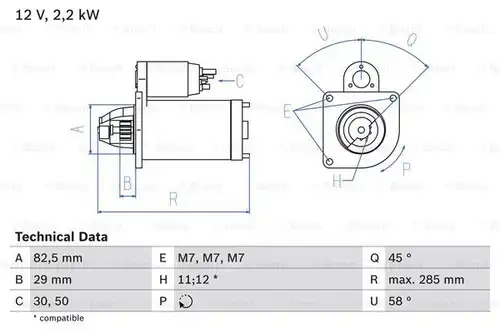 стартер BOSCH 0 986 010 600