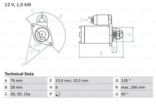 стартер BOSCH 0 986 010 870