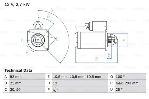 стартер BOSCH 0 986 010 950