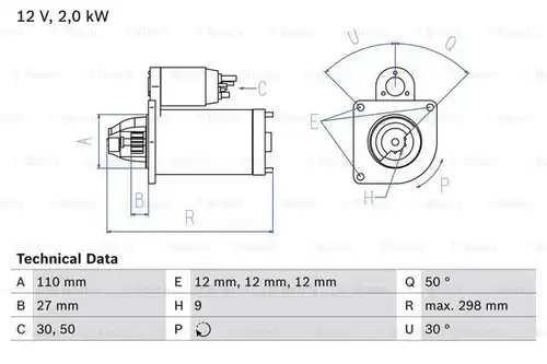 стартер BOSCH 0 986 011 080