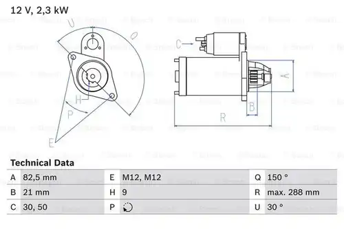 стартер BOSCH 0 986 011 150