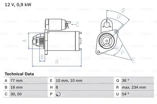 стартер BOSCH 0 986 012 301