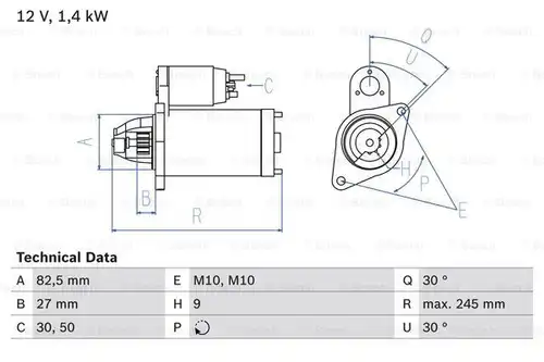 стартер BOSCH 0 986 013 010