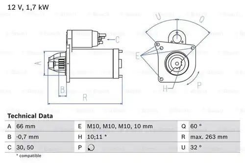 стартер BOSCH 0 986 013 200