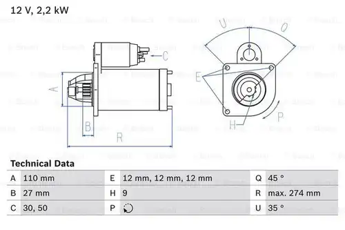 стартер BOSCH 0 986 013 660