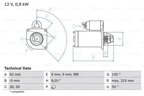 стартер BOSCH 0 986 013 850