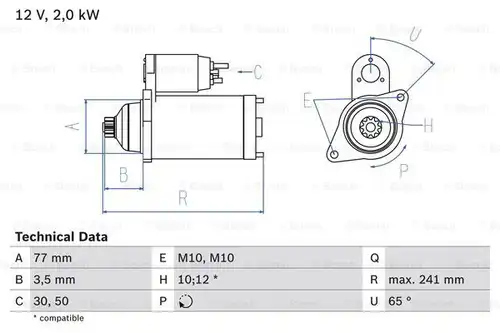 стартер BOSCH 0 986 014 141