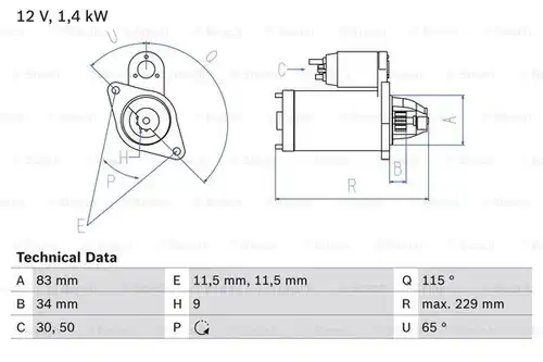 стартер BOSCH 0 986 014 341