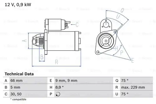 стартер BOSCH 0 986 014 350