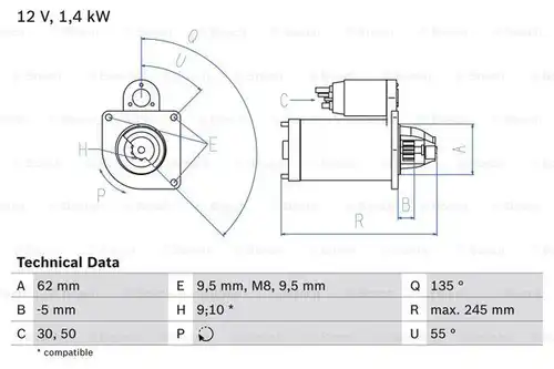 стартер BOSCH 0 986 014 590