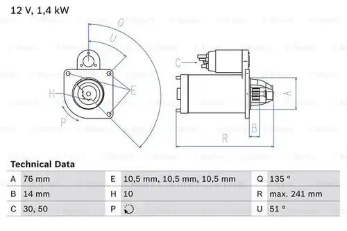 стартер BOSCH 0 986 014 600