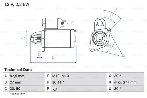 стартер BOSCH 0 986 014 660