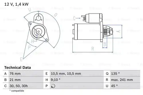 стартер BOSCH 0 986 014 840