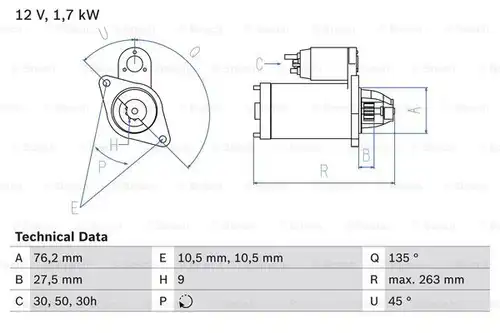 стартер BOSCH 0 986 014 890