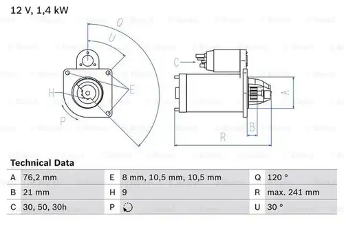 стартер BOSCH 0 986 014 900