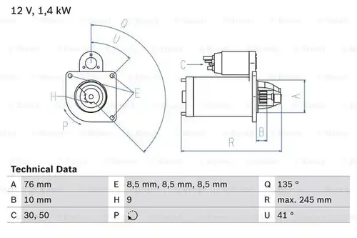 стартер BOSCH 0 986 015 600