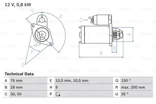 стартер BOSCH 0 986 015 701