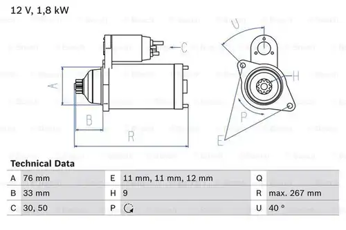 стартер BOSCH 0 986 015 970