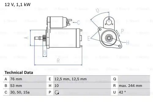 стартер BOSCH 0 986 016 110