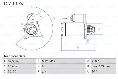 стартер BOSCH 0 986 016 240