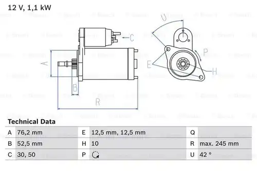 стартер BOSCH 0 986 016 300