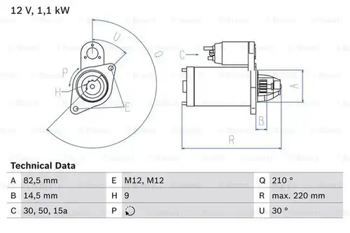 стартер BOSCH 0 986 016 330