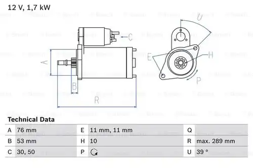 стартер BOSCH 0 986 016 700