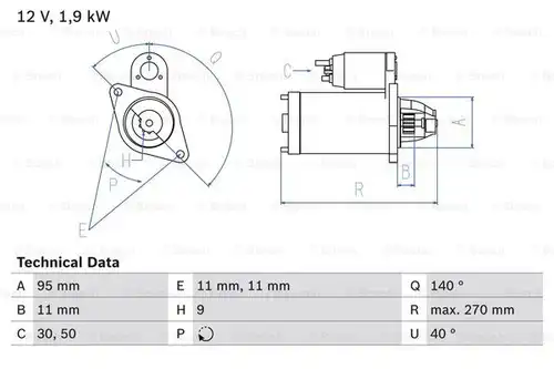 стартер BOSCH 0 986 016 740