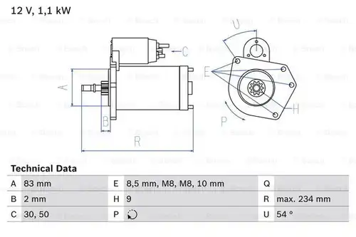 стартер BOSCH 0 986 016 800