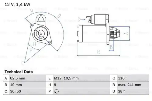 стартер BOSCH 0 986 016 890