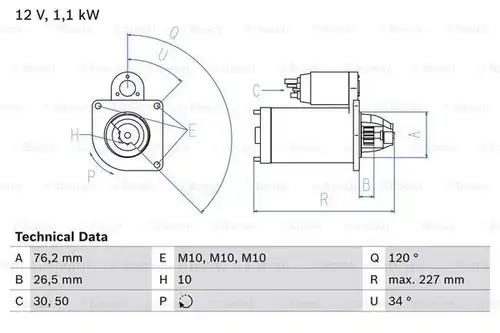 стартер BOSCH 0 986 017 060