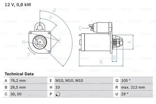 стартер BOSCH 0 986 017 070