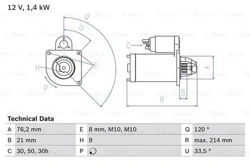 стартер BOSCH 0 986 017 110