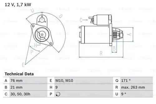 стартер BOSCH 0 986 017 170