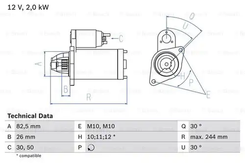 стартер BOSCH 0 986 017 260