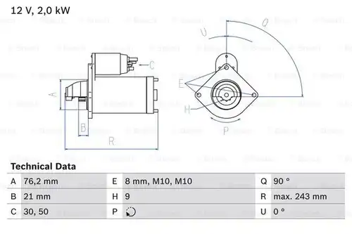 стартер BOSCH 0 986 017 300