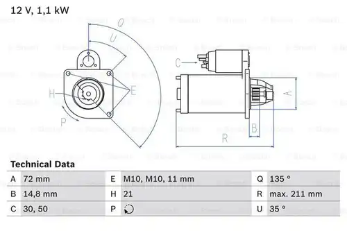 стартер BOSCH 0 986 017 530