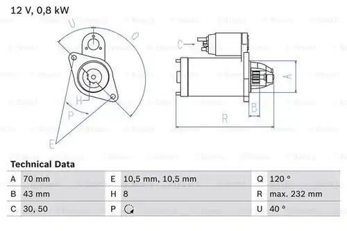 стартер BOSCH 0 986 017 541