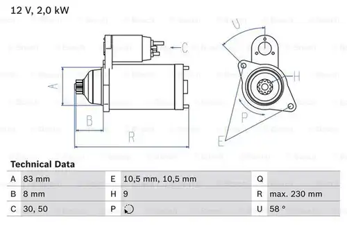 стартер BOSCH 0 986 017 601