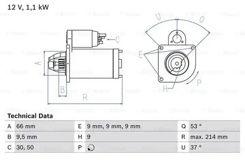 стартер BOSCH 0 986 017 770