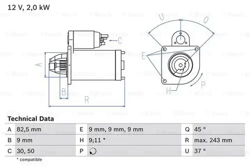 стартер BOSCH 0 986 017 790