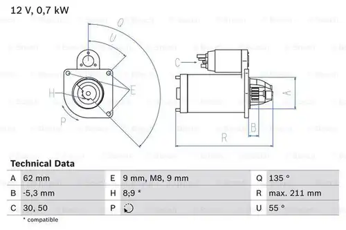 стартер BOSCH 0 986 017 930